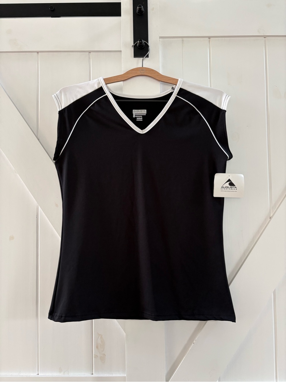 Augusta Sportswear Black V-Neck Spandex Jersey Short Sleeve Top